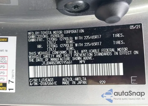 2021 Lexus Nx 300 z USA, uszkodzony, nr VIN JTJDARBZXM2195661